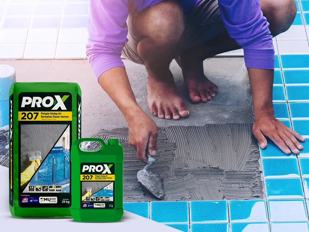 Ilustrasi perbaikan kebocoran kolam renang dengan teknologi waterproofing modern